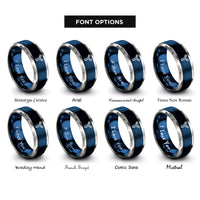 font options for inside engraving on blue & grey antibody y shape rings