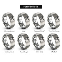 font options for inside engraving on grey antibody y shape rings