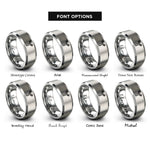 font options for inside engraving on grey antibody y shape rings