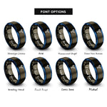 font options for inside engraving on gunmetal & blue antibody y shape rings