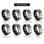 font options for inside engraving on black & silver antimony rings