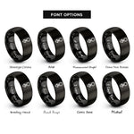 font options for inside engraving on black antimony rings