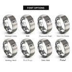 font options for inside engraving on grey antimony rings