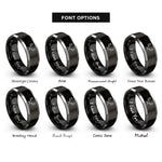 font options for inside engraving on black & silver antler pair rings