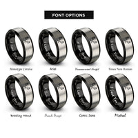 font options for inside engraving on black & gray antler pair rings