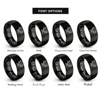 font options for inside engraving on black antler pair rings