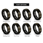 font options for inside engraving on gunmetal & black antler pair rings