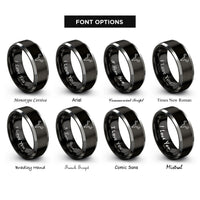 font options for inside engraving on black & gray antlers skull rings