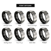 font options for inside engraving on black & gray antlers skull rings