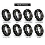 font options for inside engraving on black & silver antlers skull rings