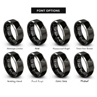 font options for inside engraving on black & silver antlers skull rings