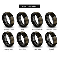 font options for inside engraving on gunmetal & black antlers skull rings