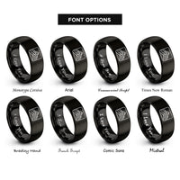 font options for inside engraving on black appalachian ridge rings