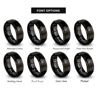 font options for inside engraving on black appalachian ridge rings