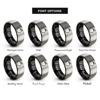 font options for inside engraving on black & silver apple rings