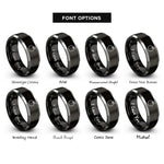 font options for inside engraving on black & silver apple rings