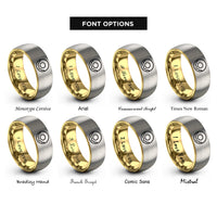 font options for inside engraving on gold & silver apple cider donut rings