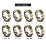 font options for inside engraving on gold & gray apple cider donut rings