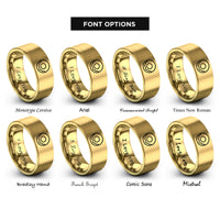 font options for inside engraving on gold apple cider donut rings
