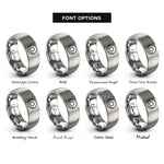 font options for inside engraving on silver apple cider donut rings