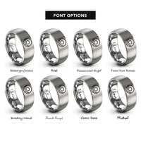 font options for inside engraving on silver apple cider donut rings