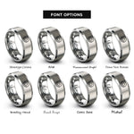 font options for inside engraving on gray apple cider donut rings