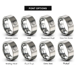 font options for inside engraving on silver apple cider donut rings