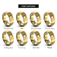 font options for inside engraving on gold & gray apple rings