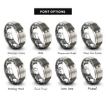 font options for inside engraving on gray apple rings