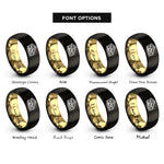 font options for inside engraving on black & gold apple pie slice rings