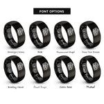 font options for inside engraving on black apple pie slice rings