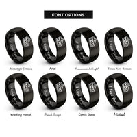 font options for inside engraving on black apple pie slice rings