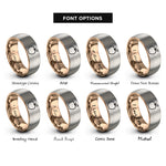 font options for inside engraving on rose gold & gray apple rings