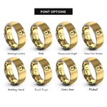 font options for inside engraving on gold & silver apple slice leaf rings