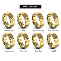 font options for inside engraving on gold & silver apple slice leaf rings
