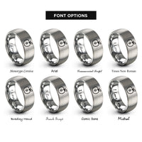 font options for inside engraving on silver apple slice leaf rings