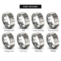 font options for inside engraving on gray apple slice leaf rings