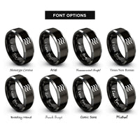 font options for inside engraving on black & silver approximately equal rings