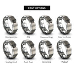 font options for inside engraving on grey approximately equal rings