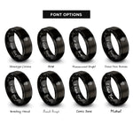font options for inside engraving on black april daisy rings