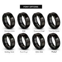 font options for inside engraving on black april daisy rings