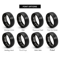 font options for inside engraving on black april daisy rings