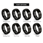 font options for inside engraving on black april daisy rings