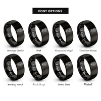 font options for inside engraving on black april daisy rings