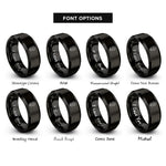 font options for inside engraving on black april daisy rings