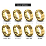 font options for inside engraving on gold april daisy rings