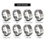 font options for inside engraving on silver april daisy rings