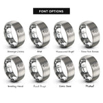 font options for inside engraving on gray april daisy rings