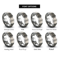 font options for inside engraving on grey april daisy rings