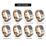 font options for inside engraving on rose gold & grey april daisy rings
